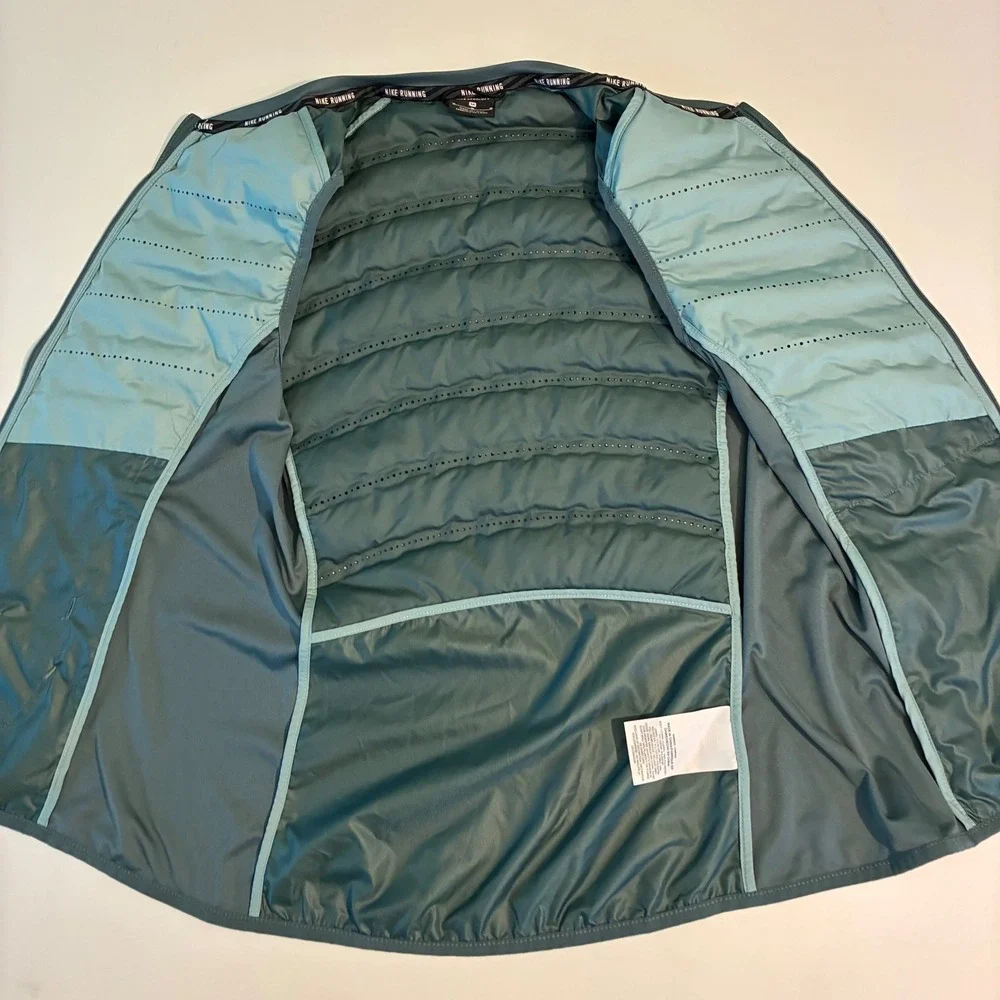 Nike AeroLoft Womens Medium Running Vest Teal Down Insulated Puffer Active